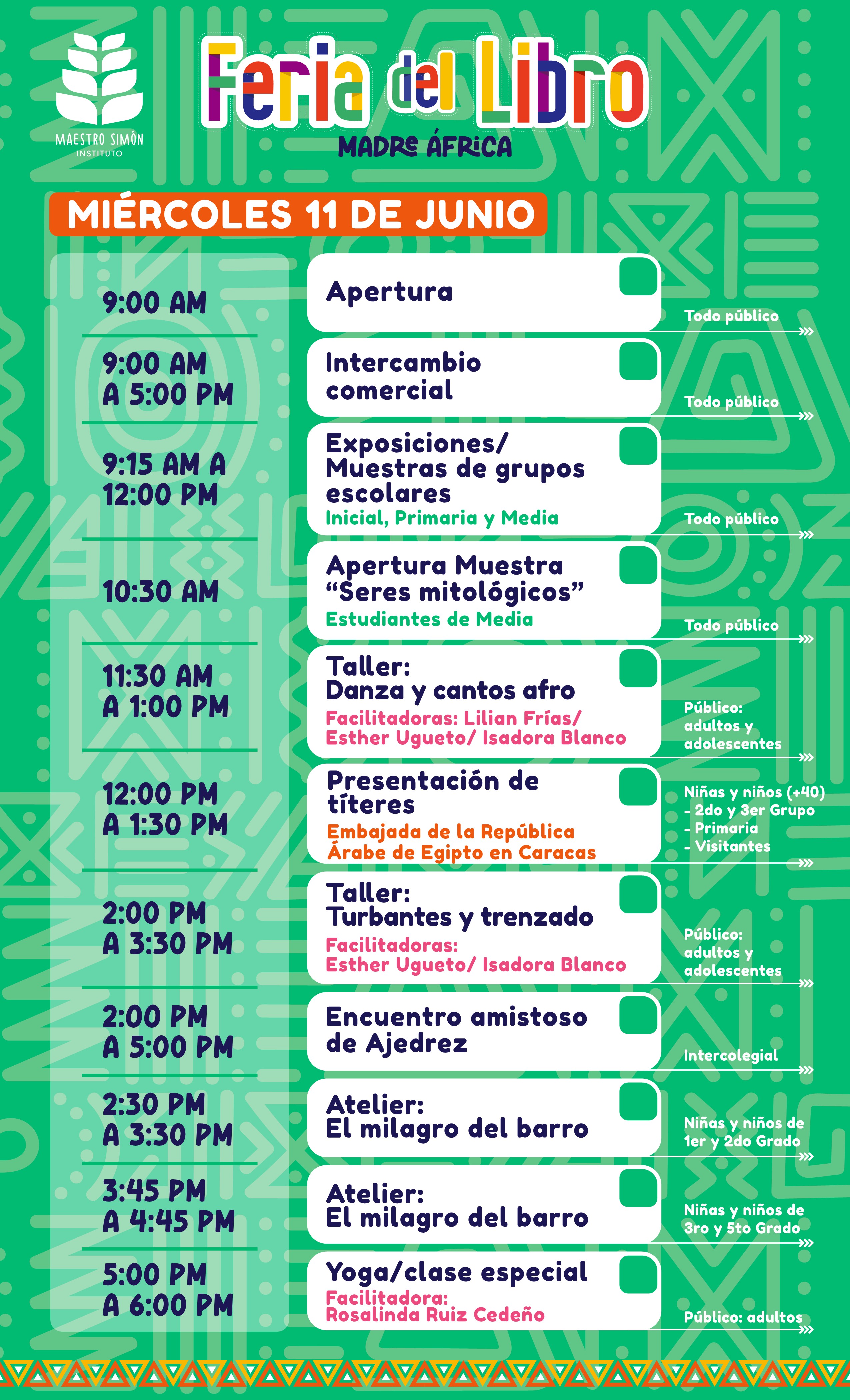Horario día 2